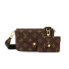 Louis Vuitton Pochette Felicie Strap & Go Wallet Shoulder Bag 6.7in/ 17cm Khaki Green Monogram Canvas Gold Hardware For Women M80091