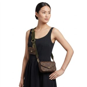 Alternative view of Louis Vuitton Pochette Felicie Strap & Go Wallet Shoulder Bag 6.7in/ 17cm Khaki Green Monogram Canvas Gold Hardware For Women M80091