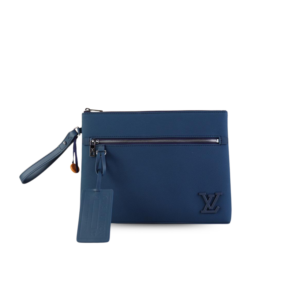 Louis Vuitton Pochette Ipad Clutch & Pouch 11.8in/ 30cm Blue Aerogram Silver Hardware For Men M81029