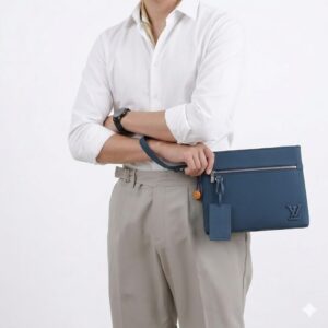Alternative view of Louis Vuitton Pochette Ipad Clutch & Pouch 11.8in/ 30cm Blue Aerogram Silver Hardware For Men M81029