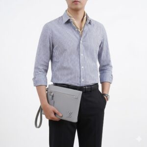 Alternative view of Louis Vuitton Pochette Ipad Clutch & Pouch 11.8in/ 30cm Grey Aerogram Silver Hardware For Men