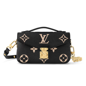 Louis Vuitton Pochette Metis East West Shoulder Bag 8.5in/ 21.5cm Black / Beige Gold Hardware For Women M46596