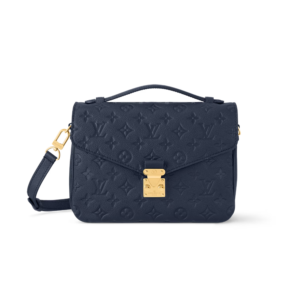 Louis Vuitton Pochette Metis Shoulder Bag 9.8in/ 25cm Navy Blue Monogram Empreinte Gold Hardware For Women M47142