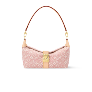 Louis Vuitton Pochette Mia Shoulder Bag 8.7in/ 22cm Rose Ruban Monogram Embleme Gold Hardware For Women M2A382