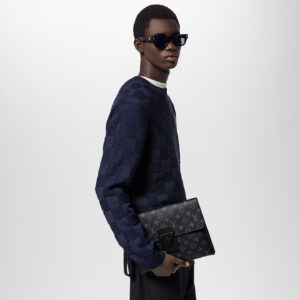Alternative view of Louis Vuitton Pochette S-Lock Pouch 11in/ 28cm Black Monogram Eclipse Canvas Black Hardware For Men M82598