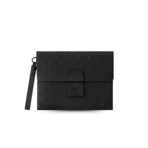 Louis Vuitton Pochette S-Lock Pouch 11in/ 28cm Black Black Hardware For Men M82559