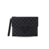 Louis Vuitton Pochette S-Lock Pouch 11in/ 28cm Black Monogram Eclipse Canvas Black Hardware For Men M82598