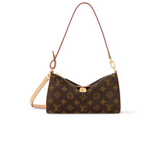 Louis Vuitton Pochette Tirette Shoulder Bag 8.6in/ 22cm Brown Monogram Gold Hardware For Women M47123