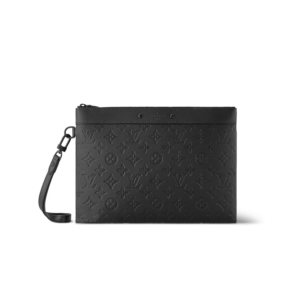 Louis Vuitton Pochette To Go Pouch 11.8in /30cm Black Monogram Shadow Canvas Black Hardware For Men M81570