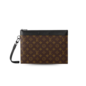 Louis Vuitton Pochette To Go Pouch 11.8in /30cm Brown Monogram Canvas Black Hardware For Men M82079