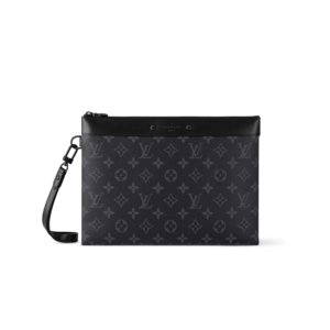 Louis Vuitton Pochette To Go Pouch 11.8in /30cm Black Monogram Eclipse Canvas Black Hardware For Men M81569