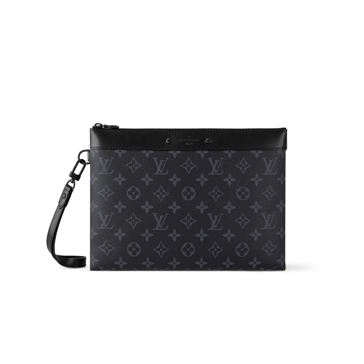 Louis Vuitton Pochette To Go Pouch 11.8in /30cm Black Monogram Eclipse Canvas Black Hardware For Men M81569