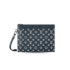 Louis Vuitton Pochette To Go Pouch 11.8in /30cm Ink Blue/ White Black Hardware For Men M83382