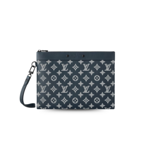 Louis Vuitton Pochette To Go Pouch 11.8in /30cm Ink Blue/ White Black Hardware For Men M83382