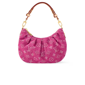 Louis Vuitton Pochette Valley Shoulder Bag 8.3in/ 21cm Fuchsia Denim Gold Hardware For Women M28327