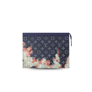 Louis Vuitton Pochette Voyage Pouch 10.6in/ 27cm Ink Blue Monogram Bleach Canvas Gold Hardware For Men M82825