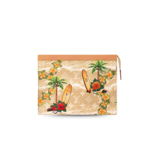 Louis Vuitton Pochette Voyage Pouch 10.6in/ 27cm Sand Monogram Surfin Canvas Gold Hardware For Men M83465
