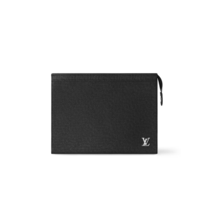 Louis Vuitton Pochette Voyage Pouch 10.6in/ 27cm Black Silver Hardware For Men M30450