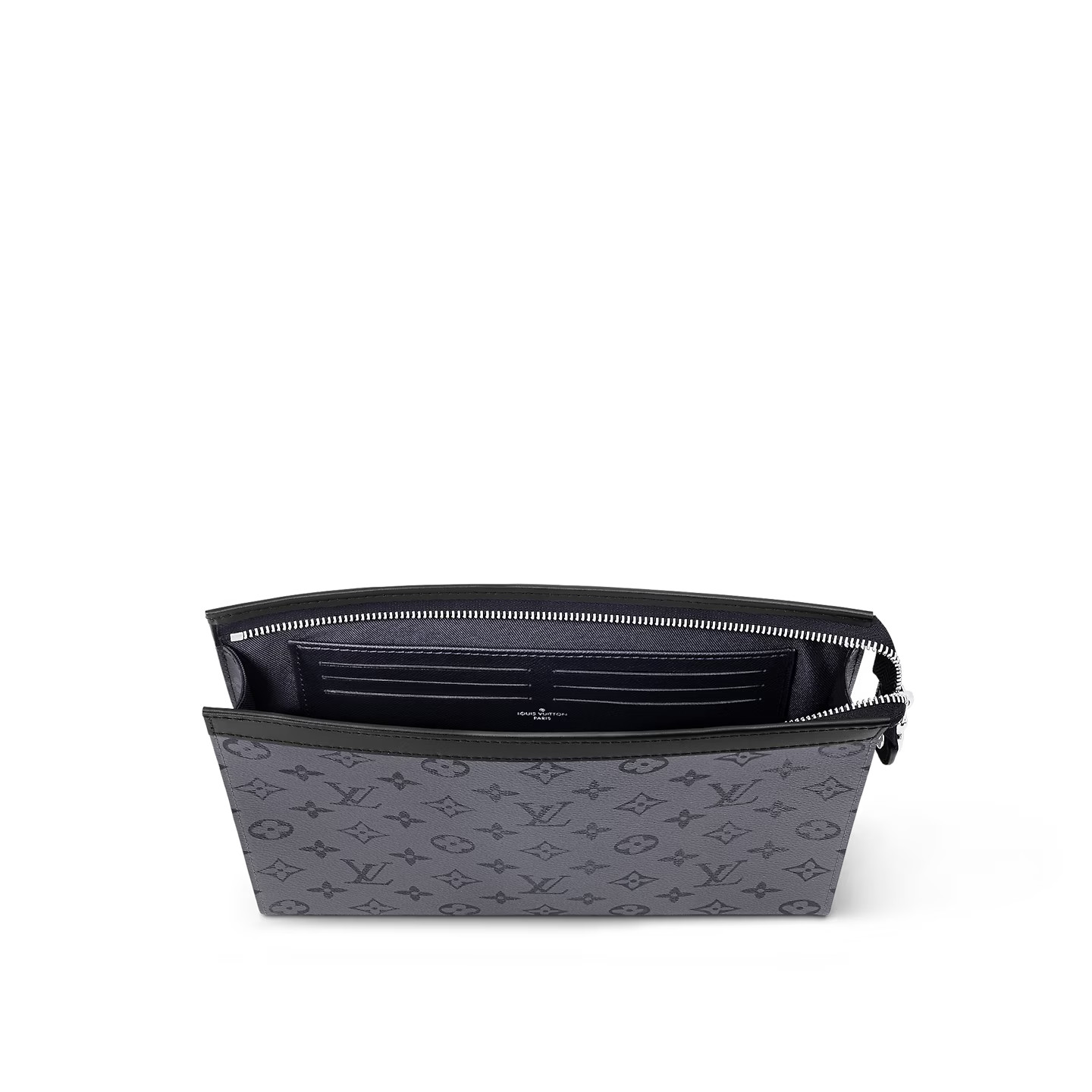 Louis Vuitton Pochette Voyage MM Pouch 10.6in/ 27cm Grey Monogram Eclipse Silver Hardware For Men M69535 - Image 5