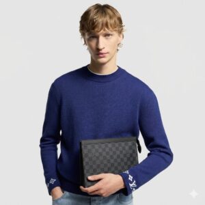 Alternative view of Louis Vuitton Pochette Voyage MM Pouch 10.6in/ 27cm Black/ Grey Damier Graphite Canvas Silver Hardware For Men N41696