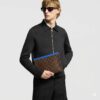 Louis Vuitton Pochette Voyage MM Pouch 10.6in/ 27cm Blue Silver Hardware For Men M82856 - Image 2