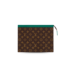 Louis Vuitton Pochette Voyage MM Pouch 10.6in/ 27cm Borneo Green Monogram Macassar Canvas Silver Hardware For Men M12816