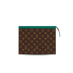 Louis Vuitton Pochette Voyage MM Pouch 10.6in/ 27cm Borneo Green Monogram Macassar Canvas Silver Hardware For Men M12816