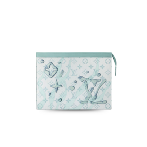 Louis Vuitton Pochette Voyage MM Pouch 10.6in/ 27cm Crystal Blue Monogram Aquagarden Canvas Silver Hardware For Men M22763