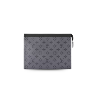 Louis Vuitton Pochette Voyage MM Pouch 10.6in/ 27cm Grey Monogram Eclipse Silver Hardware For Men M69535