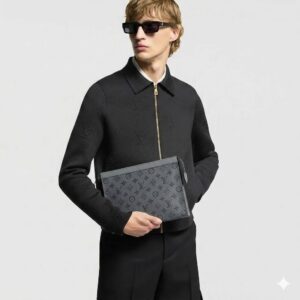 Alternative view of Louis Vuitton Pochette Voyage MM Pouch 10.6in/ 27cm Gunmetal Gray Silver Hardware For Men M30840