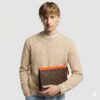 Louis Vuitton Pochette Voyage MM Pouch 10.6in/ 27cm Orange Silver Hardware For Men M82855 - Image 2