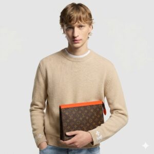 Alternative view of Louis Vuitton Pochette Voyage MM Pouch 10.6in/ 27cm Orange Silver Hardware For Men M82855