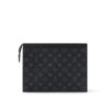 Louis Vuitton Pochette Voyage MM Pouch 10.6in/ 27cm Black/ Grey Monogram Eclipse Silver Hardware For Men M61692 - Image 4
