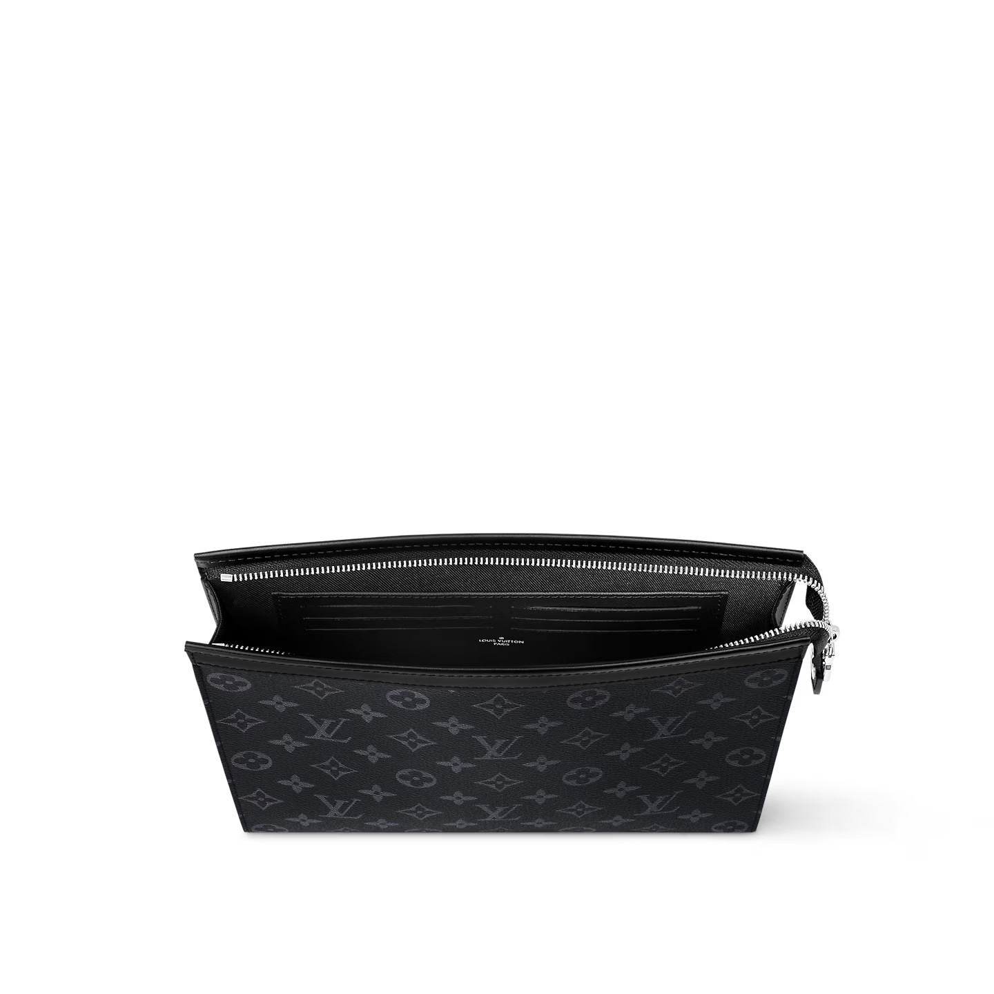 Louis Vuitton Pochette Voyage MM Pouch 10.6in/ 27cm Black/ Grey Monogram Eclipse Silver Hardware For Men M61692 - Image 5