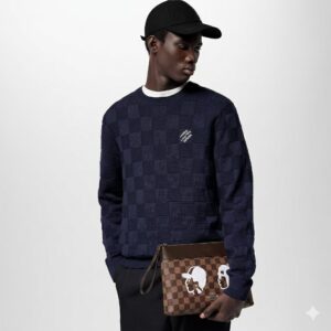 Alternative view of Louis Vuitton Pochette Voyage Souple Pouch 11.8in/ 30cm Brown Damier Canvas Gold Hardware For Men