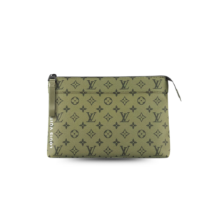 Louis Vuitton Pochette Voyage Souple Pouch 11.8in/ 30cm Khaki Green Black Hardware For Men M82800