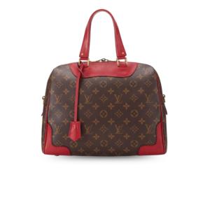 Louis Vuitton Retiro PM Shoulder Bag 13in/ 33cm Brown/ Red Monogram Gold Hardware For Women