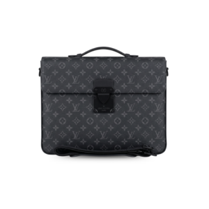 Louis Vuitton S-Lock Briefcase Monogram Eclipse Black For Men, Men's Bags, Shoulder And Crossbody Bags 14.6in/37cm LV