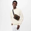 Louis Vuitton S-Lock Sling Monogram Macassar Black For Men, Men's Bags, Crossbody Bags 8.3in/21cm LV M45807 - Image 2