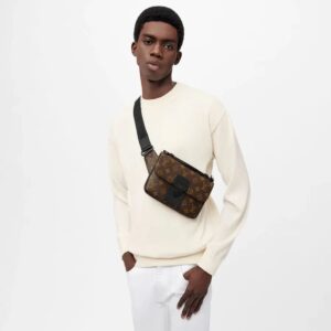 Alternative view of Louis Vuitton S-Lock Sling Monogram Macassar Black For Men, Men's Bags, Crossbody Bags 8.3in/21cm LV M45807