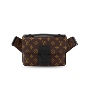 Louis Vuitton S-Lock Sling Monogram Macassar Black For Men, Men's Bags, Crossbody Bags 8.3in/21cm LV M45807
