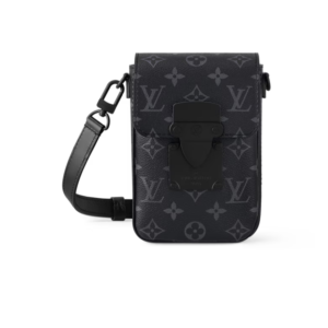 Louis Vuitton S-Lock Vertical Wearable Wallet 7.5in 19cm Black Monogram Eclipse Gold Hardware For Men M82252