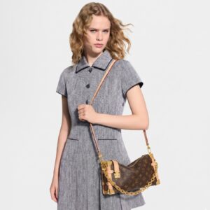 Alternative view of Louis Vuitton Side Trunk MM East West Shoulder Bag 11in/ 28cm Brown Monogram Gold Hardware M28385