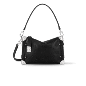 Louis Vuitton Side Trunk MM Shoulder Bag 9.3in/ 23.5cm Black Silver Hardware For Women M14572