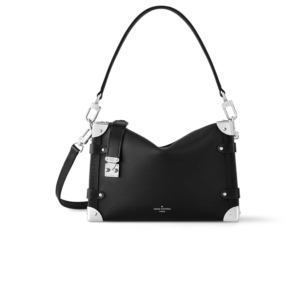 Louis Vuitton Side Trunk MM Shoulder Bag 9.3in/ 23.5cm Black Silver Hardware M25160
