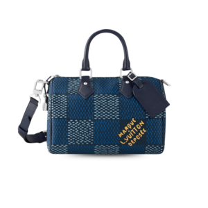 Louis Vuitton Speedy 25 Bandouliere Top Handle Bag 9.8in/ 25cm Blue Silver Hardware For Men N40691