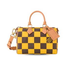 Louis Vuitton Speedy 25 Bandouliere Top Handle Bag 9.8in/ 25cm Damier Pop Yellow Gold Hardware For Men N40584