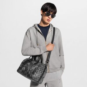 Alternative view of Louis Vuitton Speedy 30 Bandouliere Top Handle Bag 13.4in/ 34cm Indigo Blue Damoflage Black Hardware For Men M28977