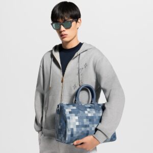 Alternative view of Louis Vuitton Speedy 30 Bandouliere Top Handle Bag 13.4in/ 34cm Indigo Blue Damoflage Silver Hardware For Men M28978