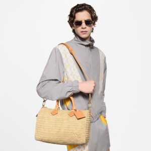 Alternative view of Louis Vuitton Speedy 30 Bandouliere Top Handle Bag 13.4in/ 34cm Natural Beige Raffia Gold Hardware For Men M14457